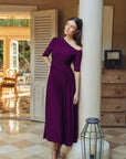 Maia Asymmetrical Maxi Dress - Black / Purple