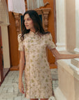 Cadence Shift Cheongsam - Pink Jacquard