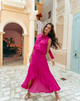 Selah Hi-Low Maxi Dress - Fuchsia / Wine