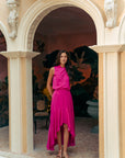 Selah Hi-Low Maxi Dress - Fuchsia / Wine