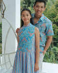 Lil' Tuileries Cheongsam - Navy Tulips / French Florals