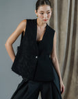 Hikari Beaded Vest - Black / White