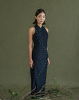 Tsuki Cheongsam Skirt - Dark / Light Chambray BACKORDER