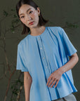 Aoi Collared Shirt - Sky Blue / Black BACKORDER