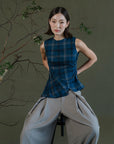 Gara Asymetrical Top - Gingham / Stripes