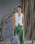 Yuki Barrel Pants - Navy / Green BACKORDER