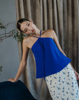 Katsumi Tassel Halter Top - Cobalt / White / Black