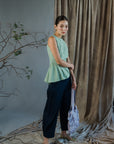 Gara Asymetrical Top - Gingham / Stripes