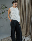 Yohaku Drape Top - White / Yellow