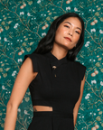 Athena Cut-Out Midi Jumpsuit - Black / Cobalt