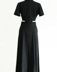 Signature Cut-Out Cheongsam with Sleeves - Black (Pre-Order)