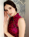 Signature Lace Cheongsam (Knee Length) - Fuchsia (Pre-Order)
