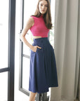Signature Bi-Colour Cut-Out Cheongsam- Pink/Navy (Pre-Order)