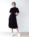 Signature Cut-Out Cheongsam with Sleeves - Black (Pre-Order)