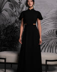 Signature Cut-Out Maxi Cheongsam with Sleeves - Black (Pre-Order)