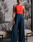 Jem Racer Bi-Colour Cut-Out Maxi Jumpsuit - Orange/Fall Blue (Pre-Order)