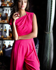 Asymmetrical Off-Shoulder Top - Forest Green / Fuchsia / Black (Pre-Order)