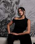 Asymmetrical Off-Shoulder Top - Forest Green / Fuchsia / Black (Pre-Order)