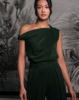 Asymmetrical Off-Shoulder Top - Forest Green / Fuchsia / Black (Pre-Order)