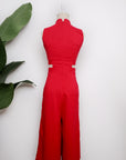 Signature Cut-Out Midi Jumpsuit - Black / Red