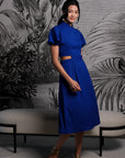 Signature Cut-Out Cheongsam with Sleeves - Cobalt (Pre-Order)