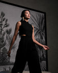 Signature Cut-Out Midi Jumpsuit - Black / Red