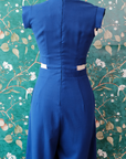 Athena Cut-Out Midi Jumpsuit - Black / Cobalt