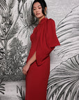 Aori Midi Cheongsam - Red / Emerald (Pre-Order)