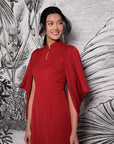 Aori Midi Cheongsam - Red / Emerald (Pre-Order)