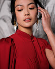 Aori Midi Cheongsam - Red / Emerald (Pre-Order)
