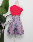Asymmetrical Off-Shoulder Top - Forest Green / Fuchsia / Black (Pre-Order)
