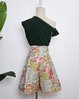 Asymmetrical Off-Shoulder Top - Forest Green / Fuchsia / Black (Pre-Order)