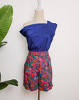 Asymmetrical Off-Shoulder Top - Forest Green / Fuchsia / Black (Pre-Order)