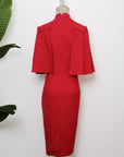 Liv Convertible Sleeves Cheongsam - Red / Blue