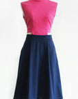 Signature Bi-Colour Cut-Out Cheongsam- Pink/Navy (Pre-Order)