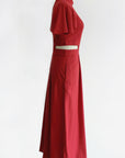 Signature Cut-Out Cheongsam with Sleeves - Red (Pre-Order)