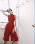 Signature Cut-Out Midi Jumpsuit - Black / Red