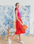 Signature Bi-Colour Cut-Out Cheongsam - Pink/Orange (Pre-Order)