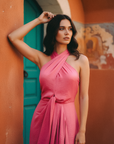 Clyo Halter Knot Dress - Red /Rose Pink