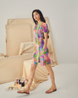 Theia Tie Shift Cheongsam - Abstract Multi Colour