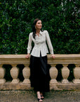 Grace Kelly Chiffon Shirt - White / Olive Green