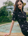 Chevonne Bejewelled Cheongsam - Black / Ice Blue