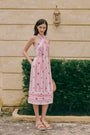 Rhea Convertible Dress - Striped Bloom - Red / Blue