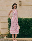 Rhea Convertible Dress - Striped Bloom - Red / Blue
