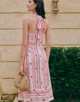 Rhea Convertible Dress - Striped Bloom - Red / Blue