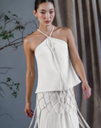 Katsumi Tassel Halter Top - Cobalt / White / Black