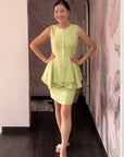Ellen Peplum Skirt Set - Blush Gingham / Green Floral