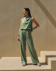 Jess Cupro Jumpsuit - Rose Pink / Black / Sage / Olive Green