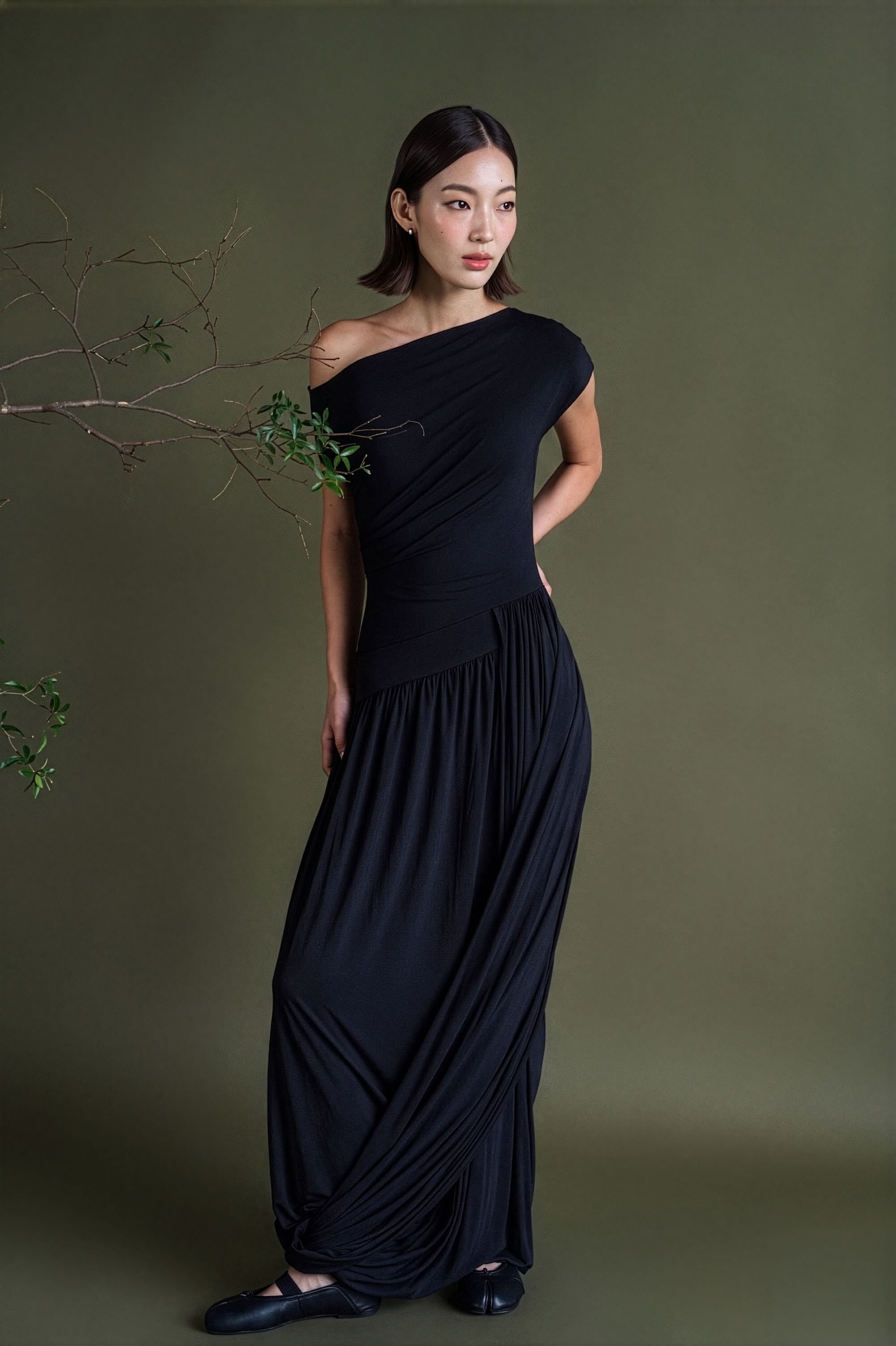 Ori Modal Maxi Dress - Charcoal Grey / Black
