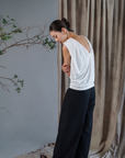 Kumi Low Back Jersey Top - Black / White